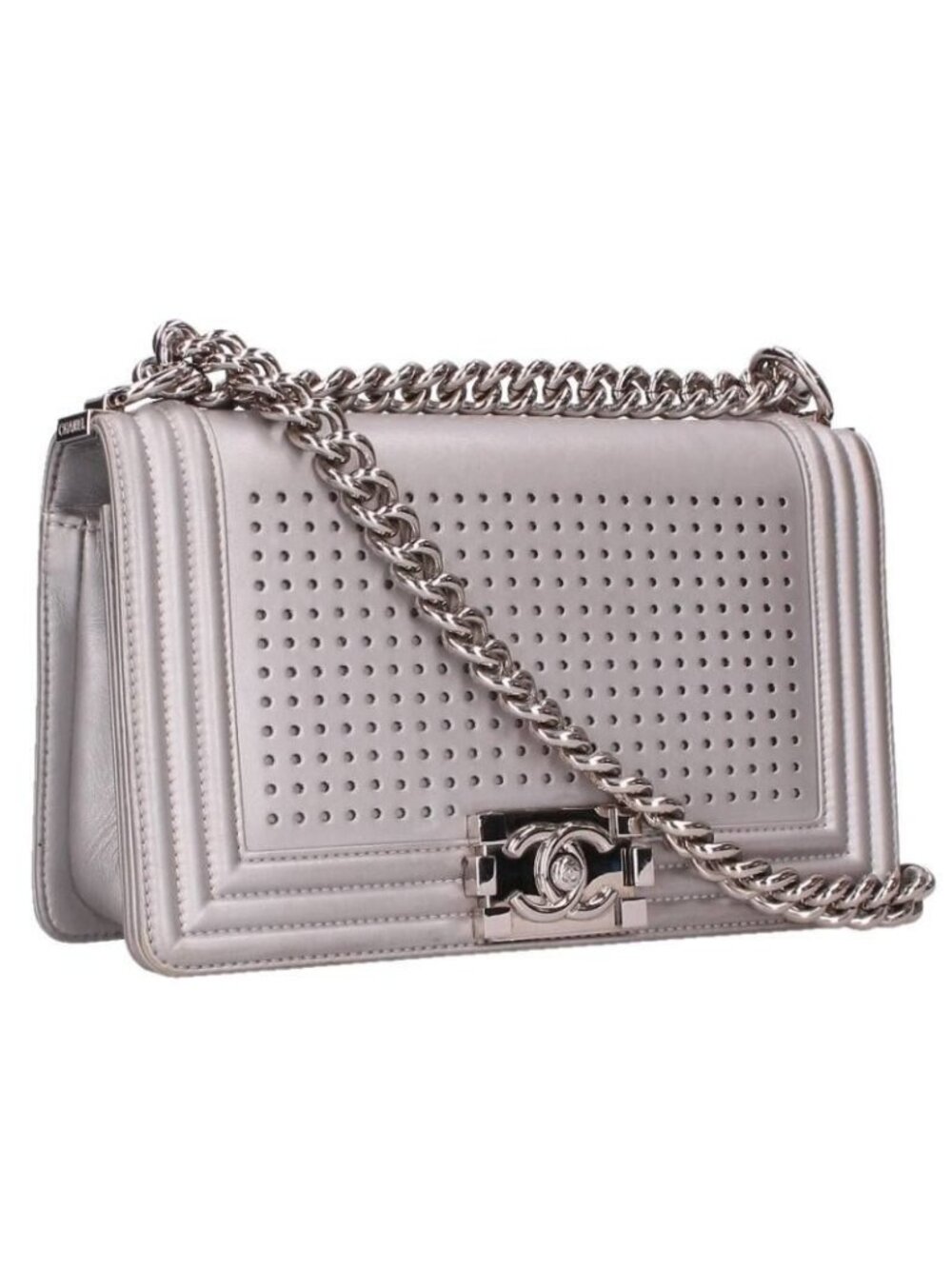 Chanel Boy 25 LED Light Metallic Calfskin Chain Shoulder Bag